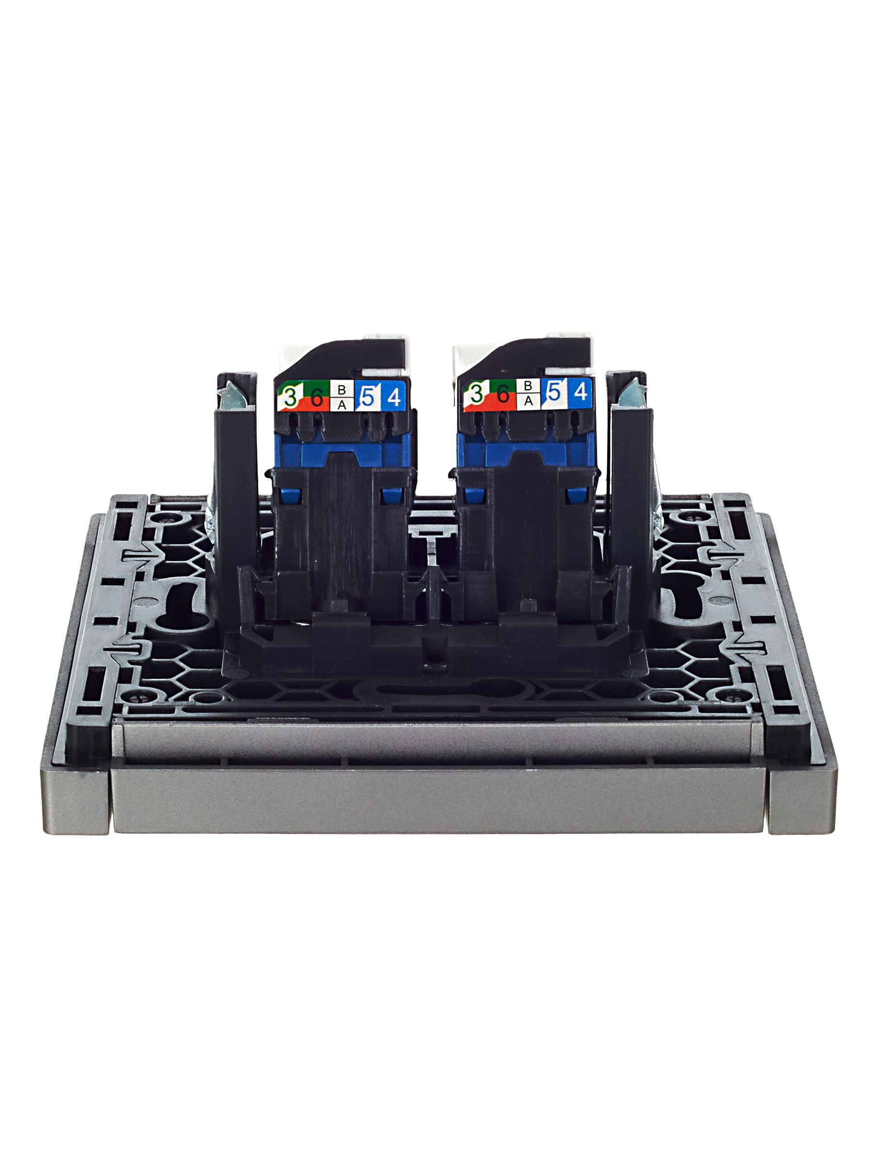 FORTE&PIANO Розетка компьютерная двойная RJ45 кат.6 FP534 сталь IEK — фото