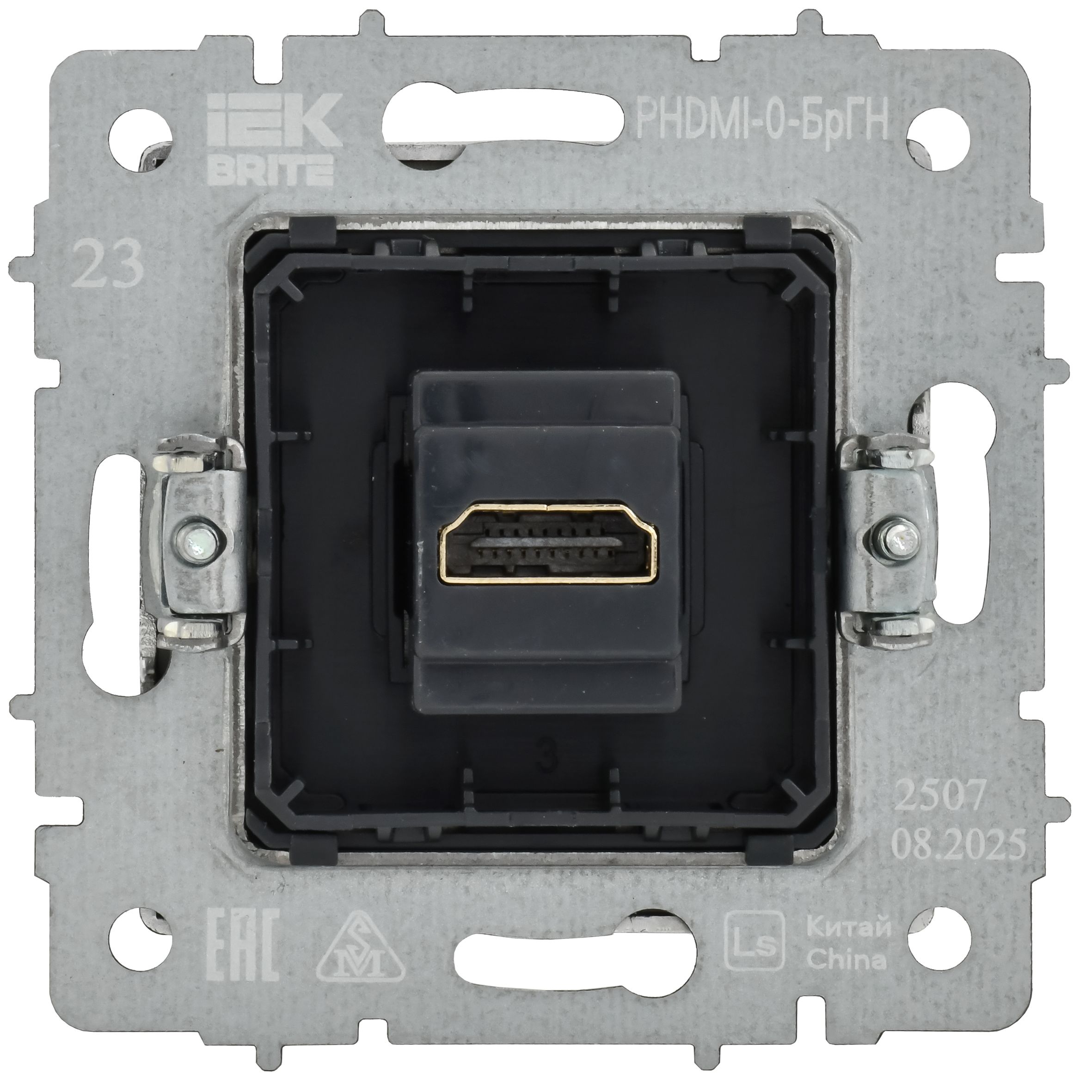 BRITE Розетка HDMI РHDMI-0-БрГН металл хром/никель IEK — фото