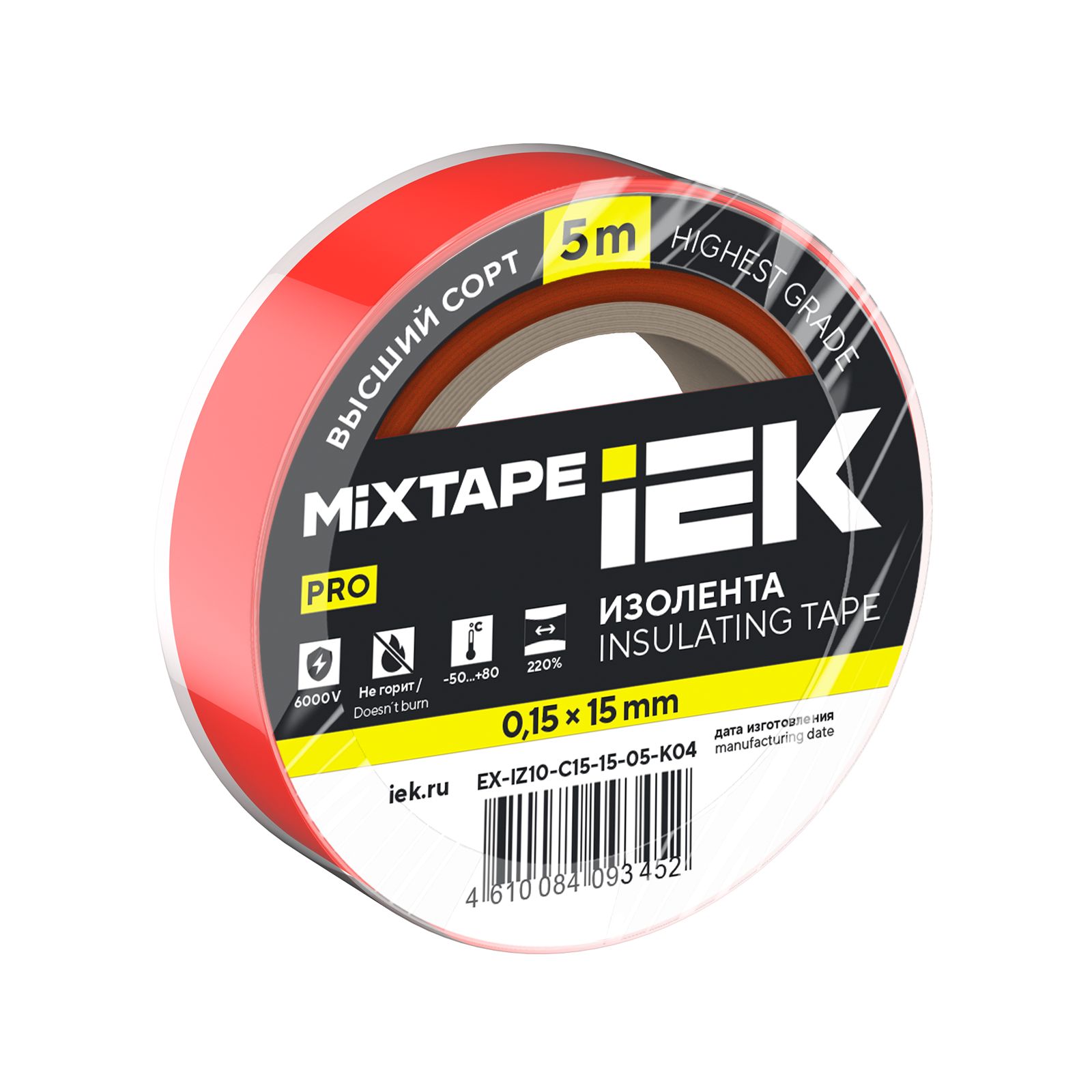 MIXTAPE PRO Изолента 0,15х15мм красная 5м IEK