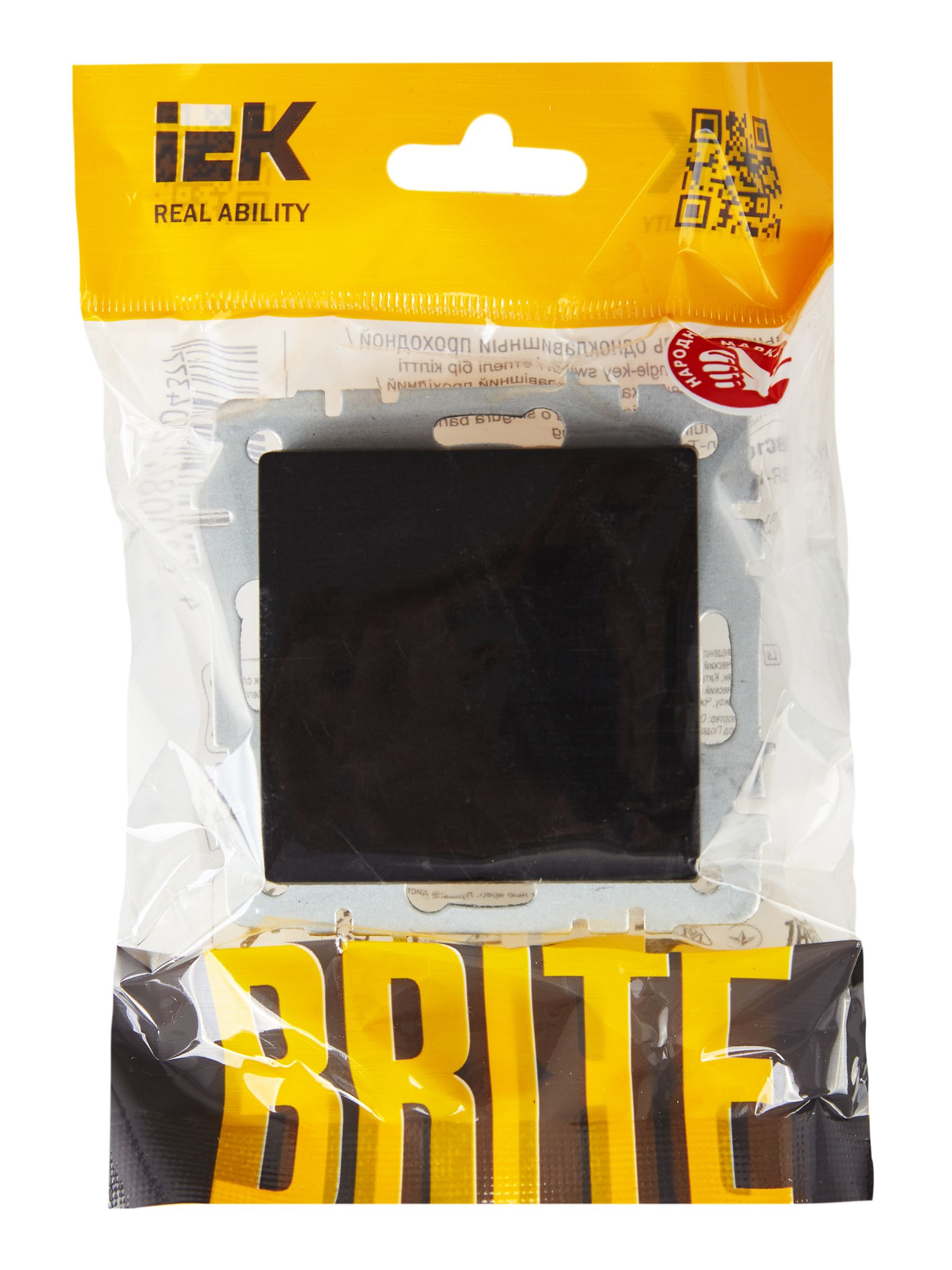 BRITE Выключатель 1-клавишный 10А ВС10-1-0-БрЧ черный IEK — фото