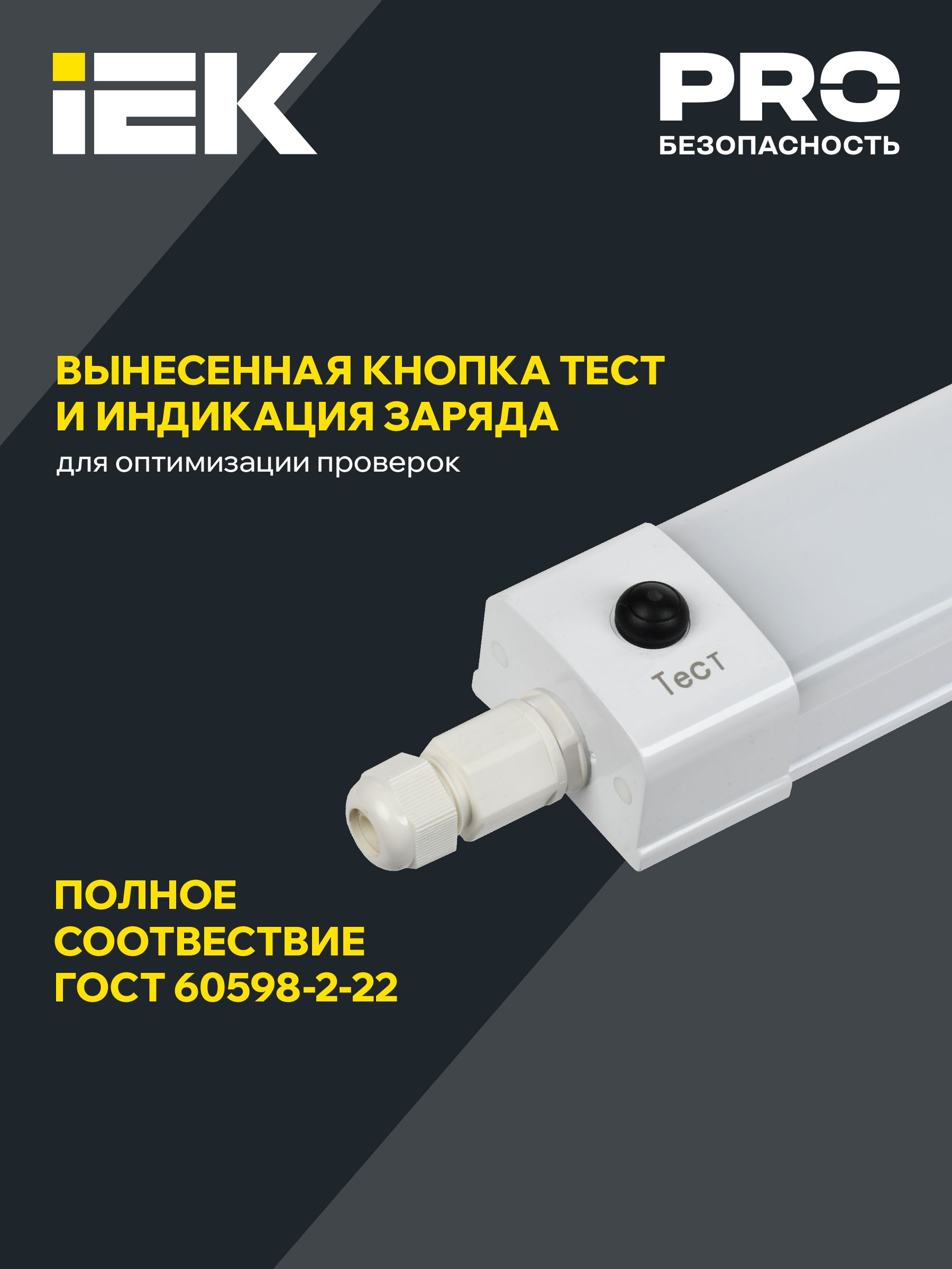 PRO Светильник аварийный ДСП 1336А 36Вт 3ч 5000К IP65 1250мм IEK — фото