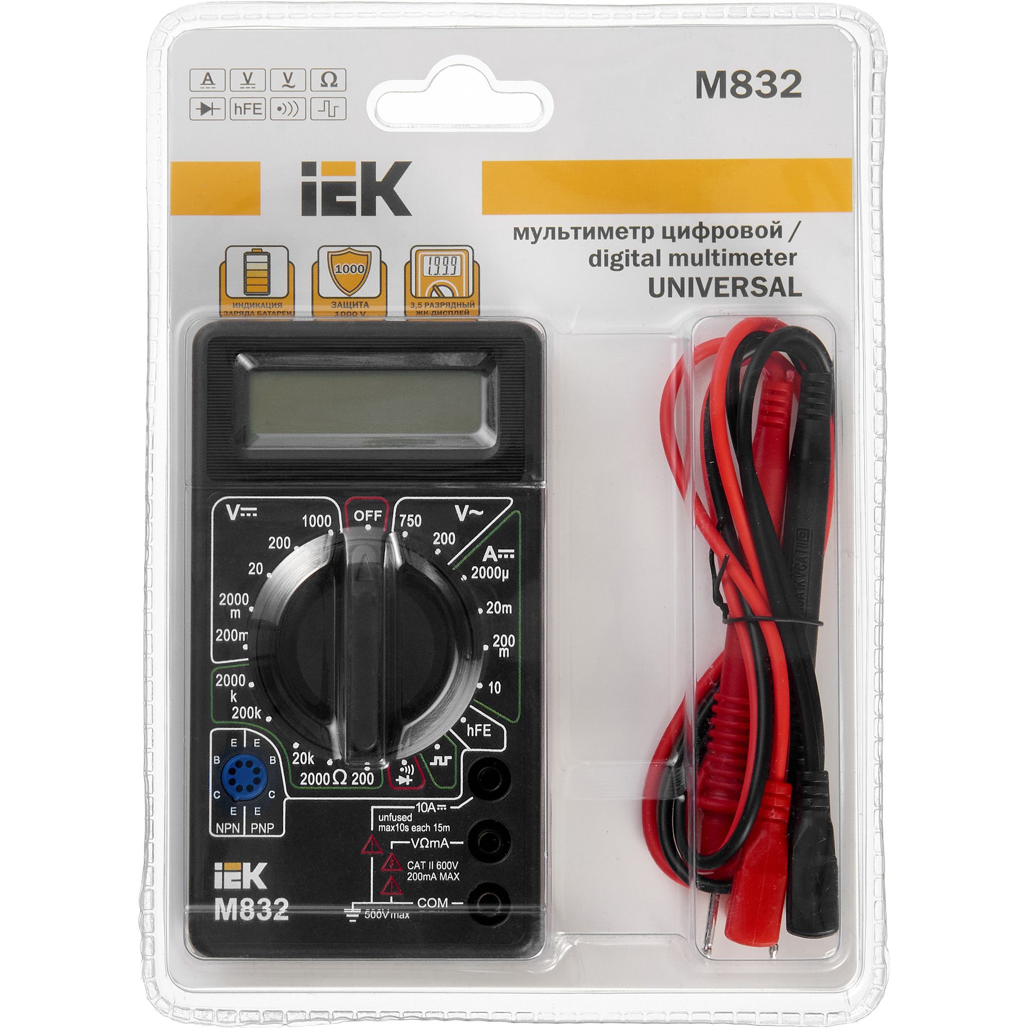 Мультиметр цифровой UNIVERSAL M832 IEK — фото