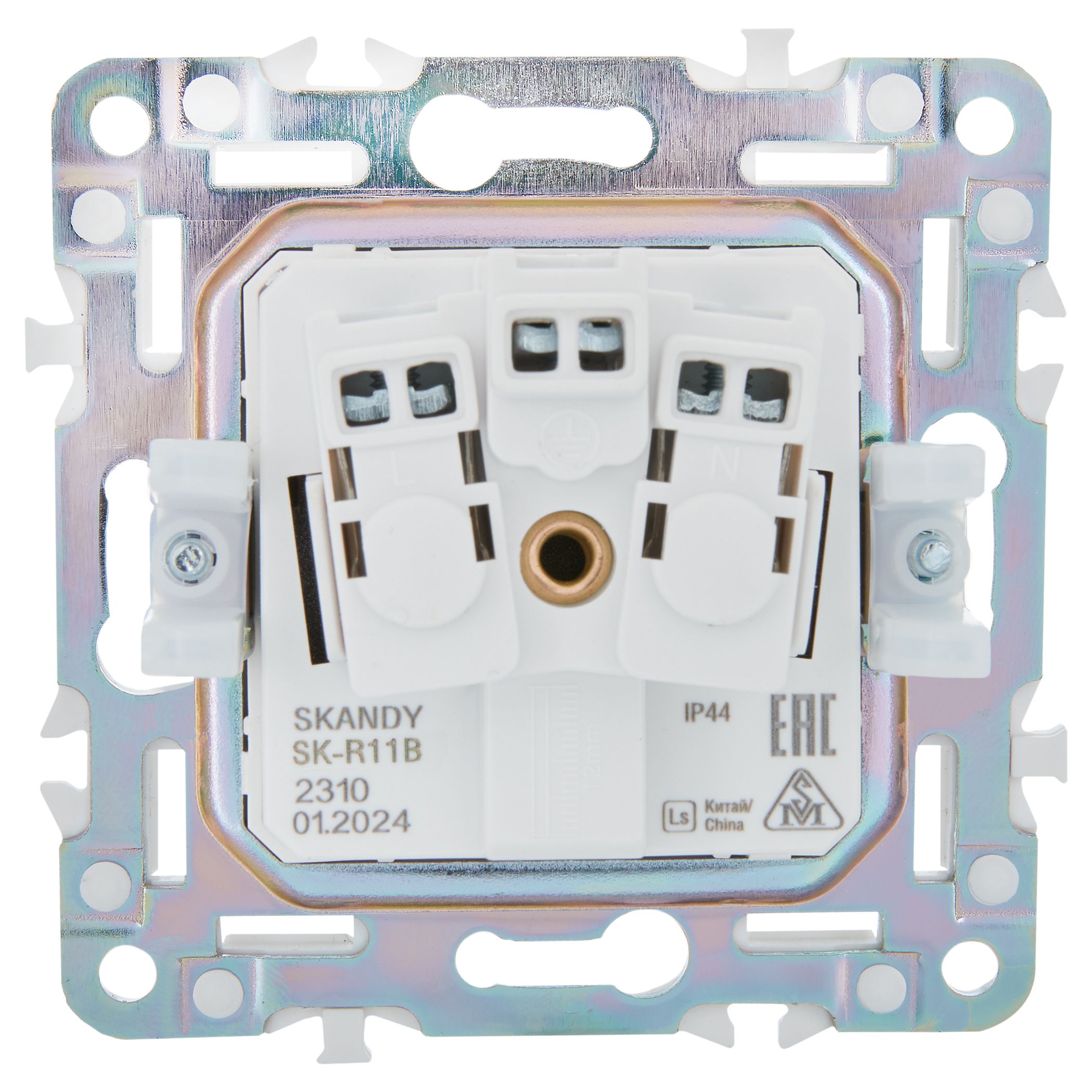 SKANDY Розетка 1-местная с заземлением с защитными шторками и крышкой 16А IP44 SK-R11B бежевый IEK — фото