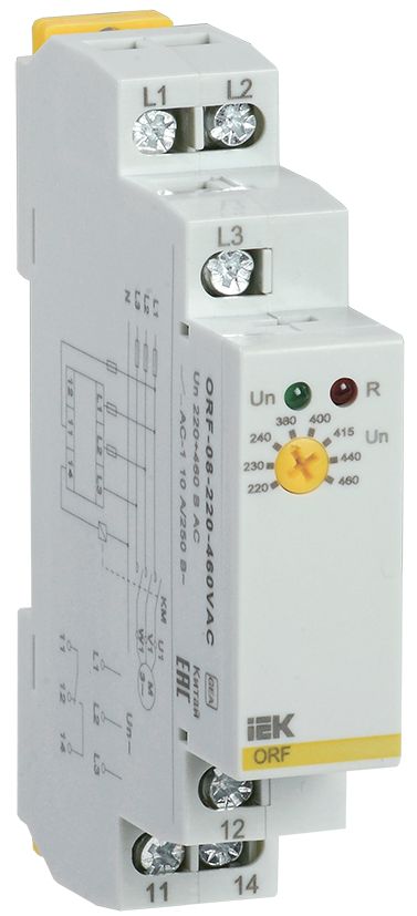 Реле контроля фаз ORF-08 трехфазное 220-460В AC IEK