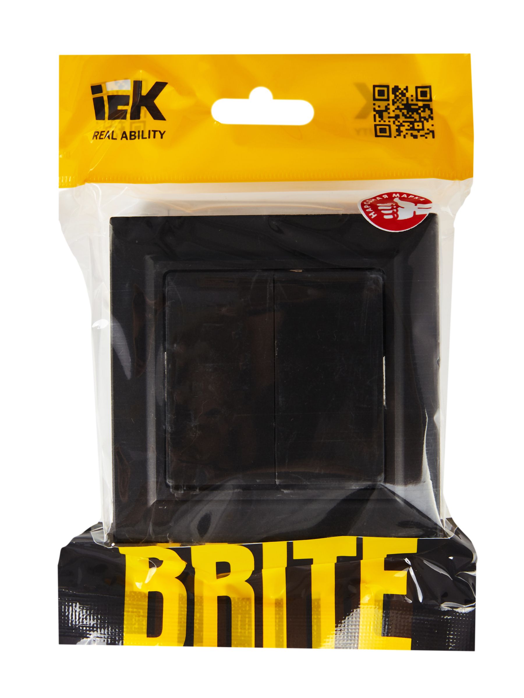 BRITE Выключатель 2-клавишный 10А в сборе ВСР10-2-0-БрЧ черный IEK — фото