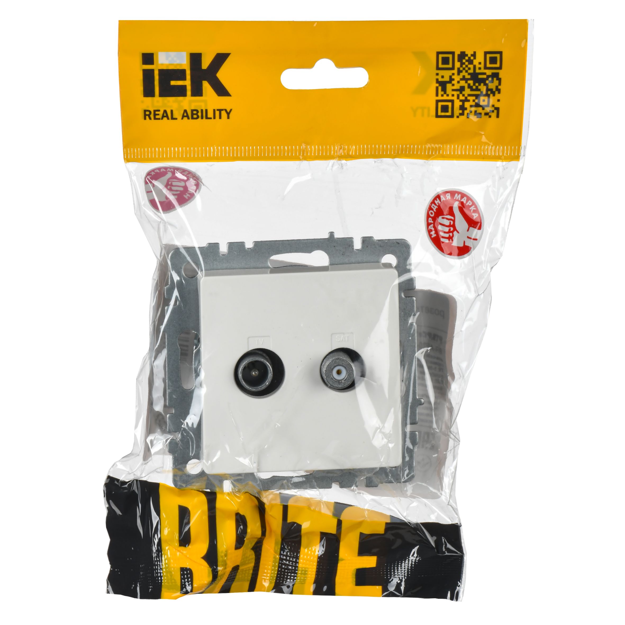 BRITE Розетка двойная TV+SAT РТВ/РСп12-БрБ белый IEK — фото