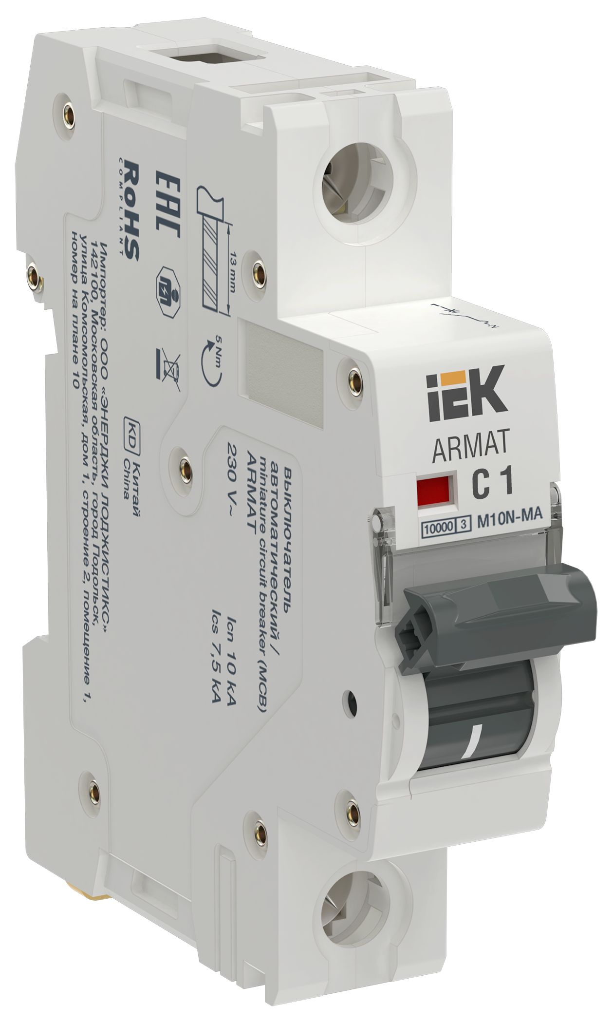 ARMAT Автоматический выключатель без теплового расцепителя M10N-MA 1P C 1А IEK