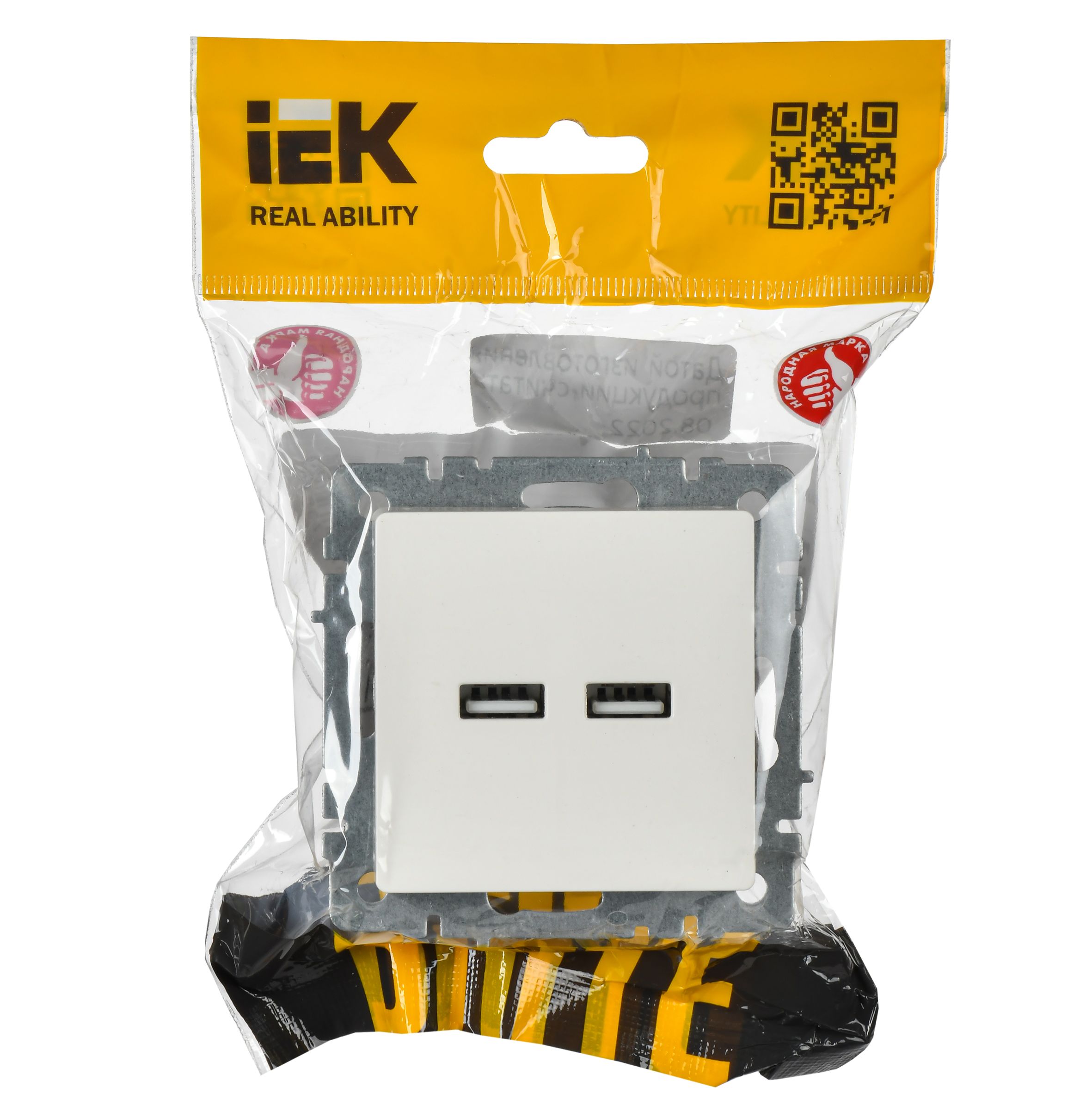 BRITE Розетка USB A+A 5В 3,1А РЮ10-1-БрБ белый IEK — фото