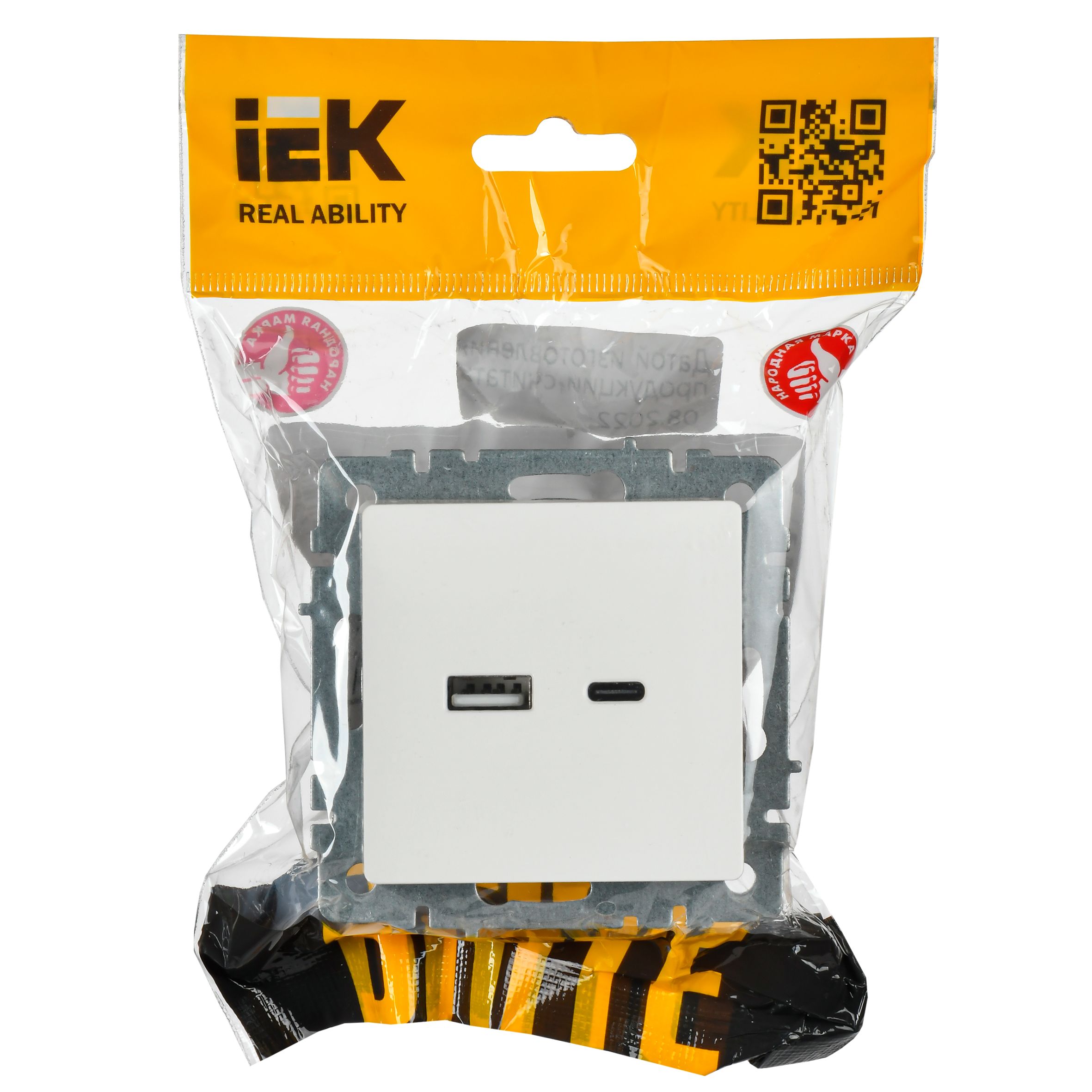 BRITE Розетка USB A+C 18Вт РЮ11-1-БрБ белый IEK — фото