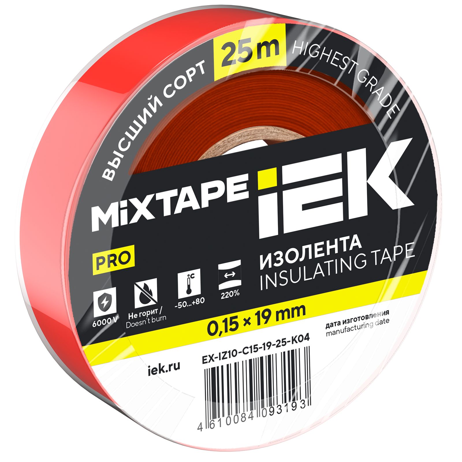 MIXTAPE PRO Изолента 0,15х19мм красная 25м IEK — фото