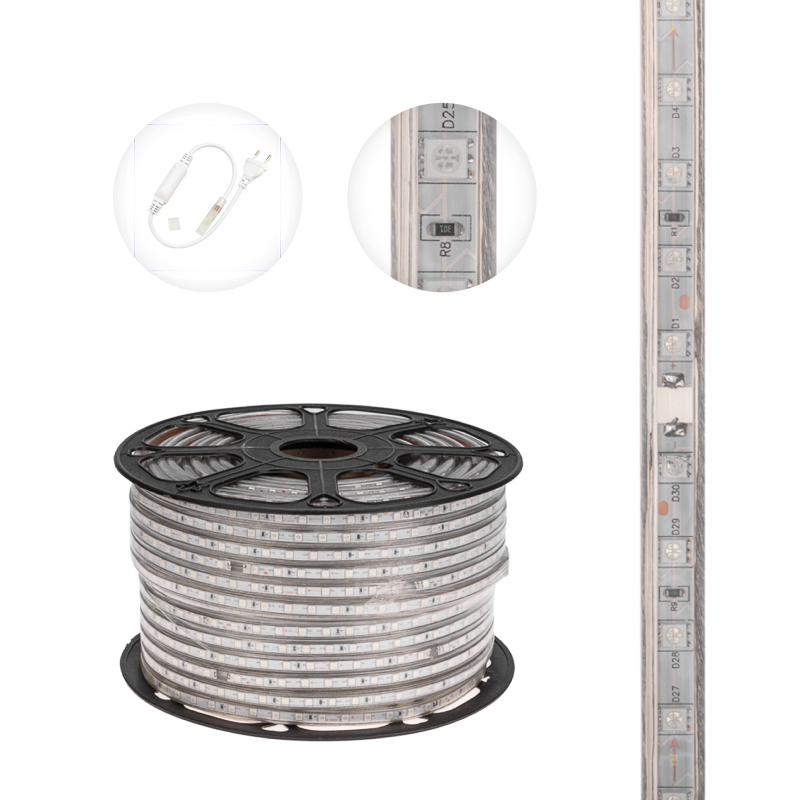 Лента светодиодная 220В, SMD5050, 60 LED/м, Желтый, 13х8мм,с кабелем питания, IP67 NEON-NIGHT — фото