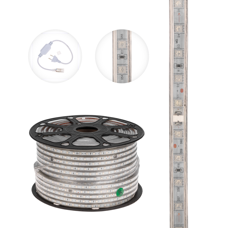 Лента светодиодная 220В, SMD5050, 60 LED/м, Зеленый, 13х8мм,с кабелем питания, IP67 NEON-NIGHT — фото