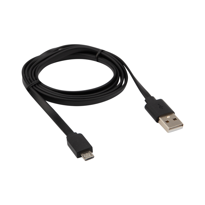 Кабель USB-A – micro USB, 2,4А, 1м, ПВХ, черный REXANT — фото