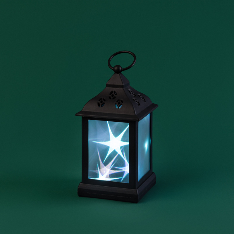 Декоративный фонарь 11х11х22,5 см, черный корпус, цвет свечения RGB с эффектом мерцания NEON-NIGHT — фото