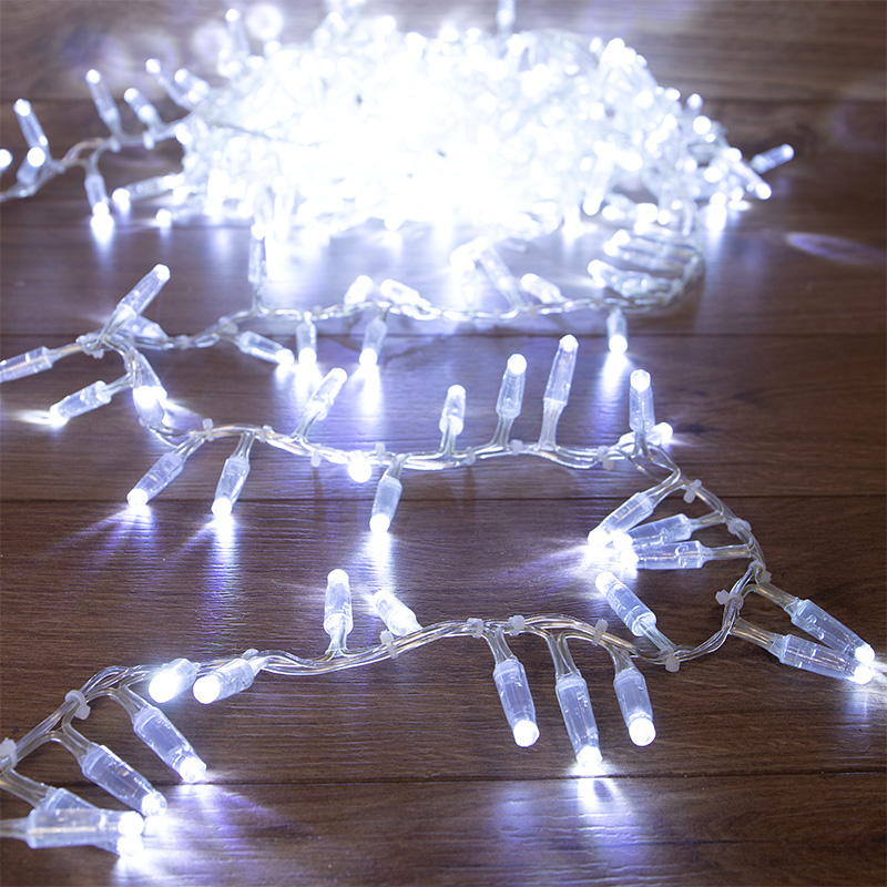 Гирлянда светодиодная Кластер 10м 400 LED БЕЛЫЙ прозрачный ПВХ IP65 постоянное свечение 230В нужен блок 303-500-1 NEON-NIGHT — фото