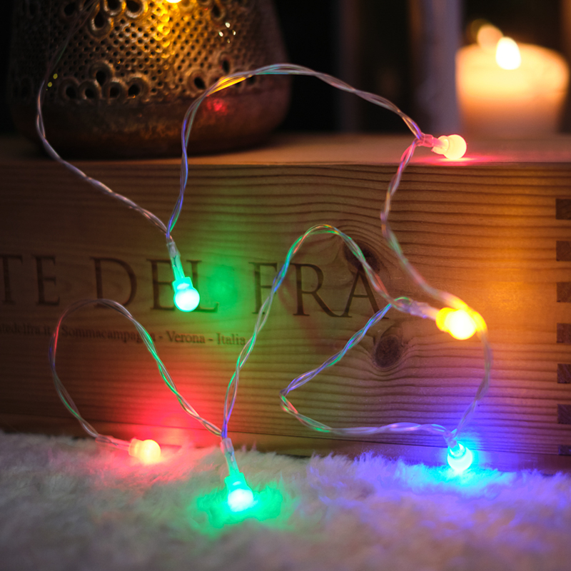 Гирлянда светодиодная Шарики 1,5 м, 10 LED, прозрачный ПВХ, цвет свечения мультиколор, 2 х АА (батарейки не в комплекте) NEON-NIGHT — фото