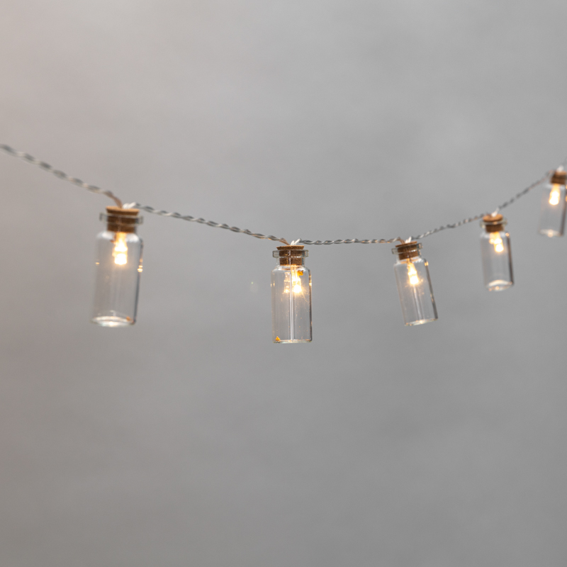 Гирлянда светодиодная Баночки 1,5 м, 10 LED, прозрачный ПВХ, цвет свечения теплый белый, 2 х АА (батарейки не в комплекте) NEON-NIGHT — фото
