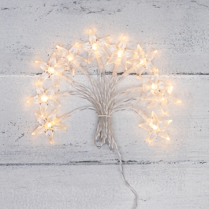 Гирлянда светодиодная Звездочки 1,5 м, 10 LED, прозрачный ПВХ, цвет свечения теплый белый, 2 х АА (батарейки не в комплекте) NEON-NIGHT — фото