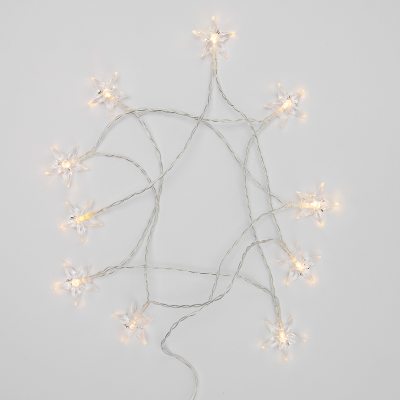 Гирлянда светодиодная Звездочки 1,5 м, 10 LED, прозрачный ПВХ, цвет свечения теплый белый, 2 х АА (батарейки не в комплекте) NEON-NIGHT — фото