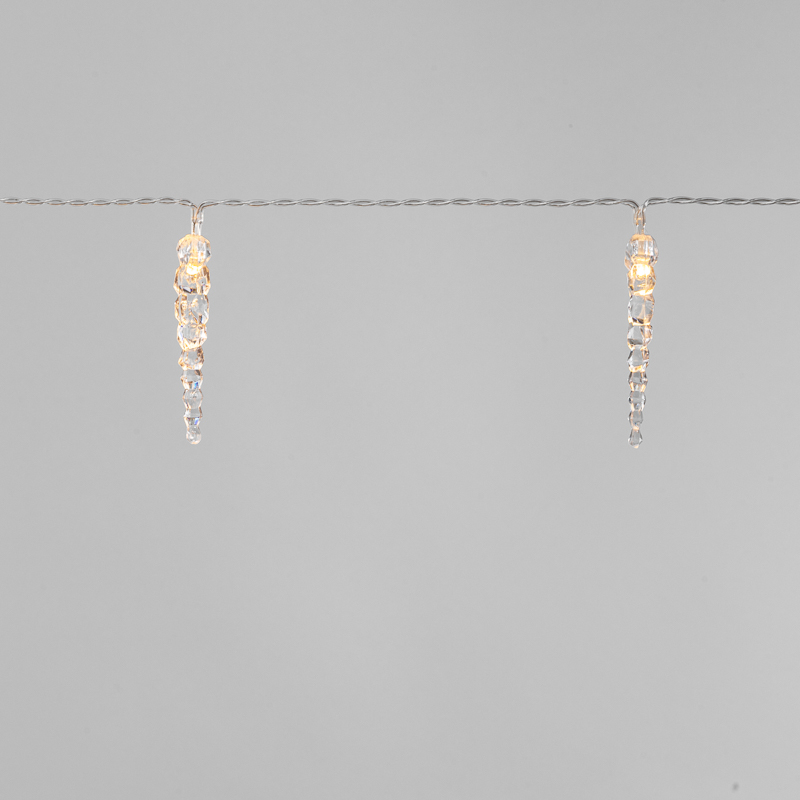 Гирлянда светодиодная Сосульки 1,5 м, 10 LED, прозрачный ПВХ, цвет свечения теплый белый, 2 х АА (батарейки не в комплекте) NEON-NIGHT — фото