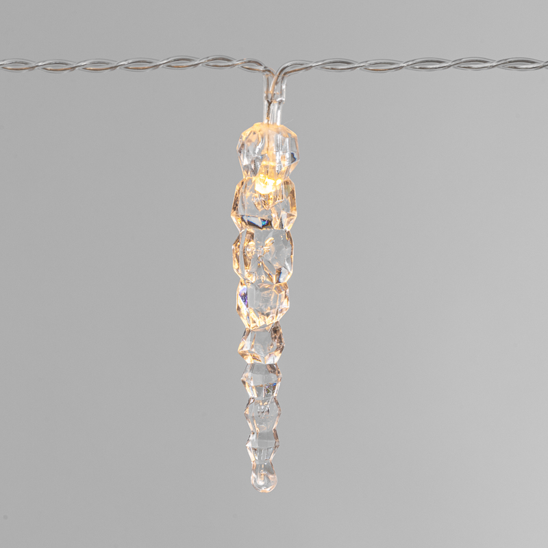 Гирлянда светодиодная Сосульки 1,5 м, 10 LED, прозрачный ПВХ, цвет свечения теплый белый, 2 х АА (батарейки не в комплекте) NEON-NIGHT — фото