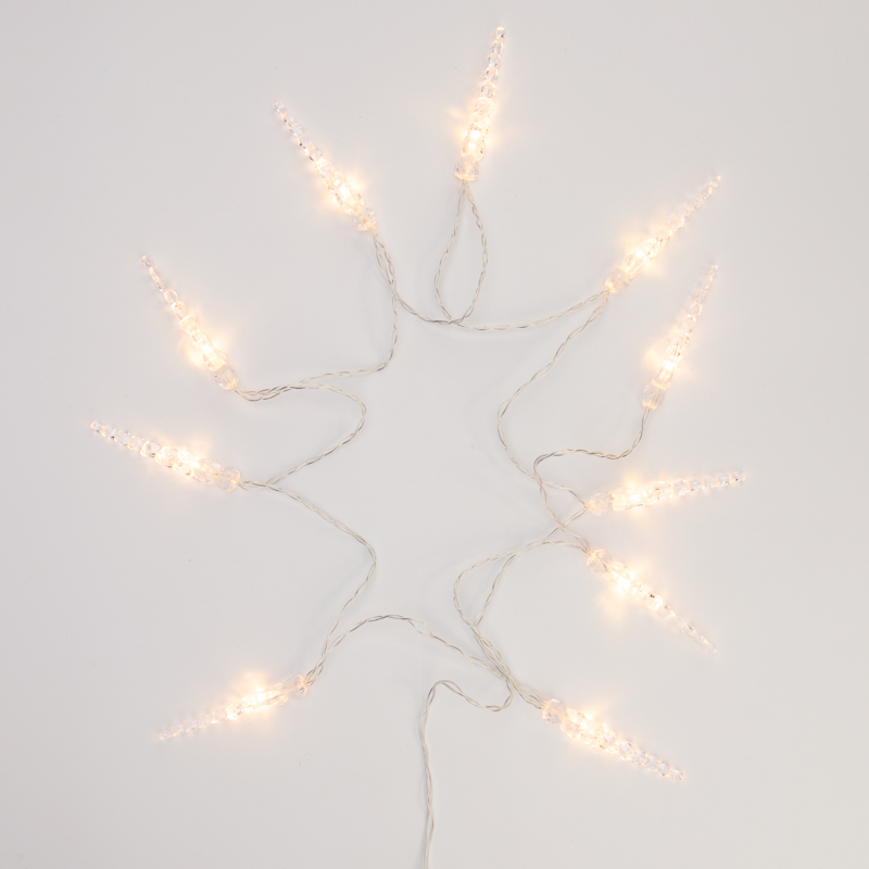 Гирлянда светодиодная Сосульки 1,5 м, 10 LED, прозрачный ПВХ, цвет свечения теплый белый, 2 х АА (батарейки не в комплекте) NEON-NIGHT — фото