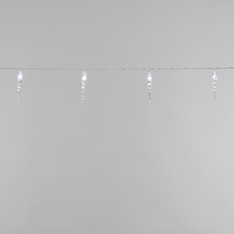 Гирлянда светодиодная Сосульки 1,5 м, 10 LED, прозрачный ПВХ, цвет свечения белый, 2 х АА (батарейки не в комплекте) NEON-NIGHT