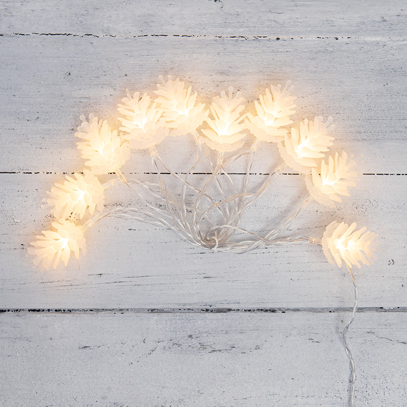 Гирлянда светодиодная Шишки 1,5 м, 10 LED, прозрачный ПВХ, цвет свечения теплый белый, 2 х АА (батарейки не в комплекте) NEON-NIGHT — фото