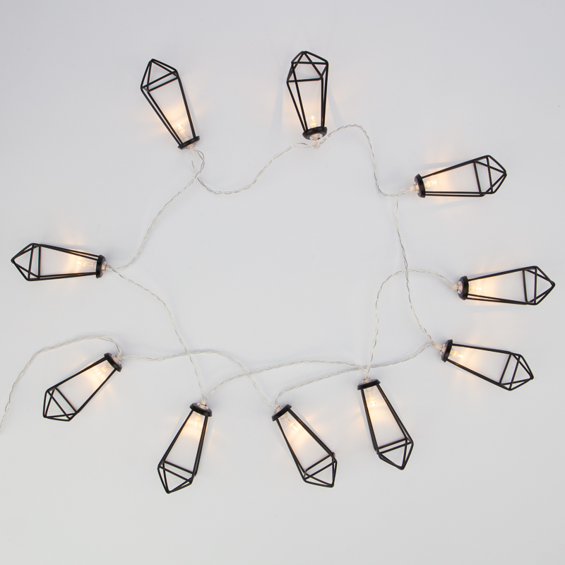 Гирлянда светодиодная Кристаллы черные 10 LED, 1,5 м, прозрачный ПВХ, теплый белый свет свечения, 2 х АА (батарейки не в комплекте) NEON-NIGHT — фото