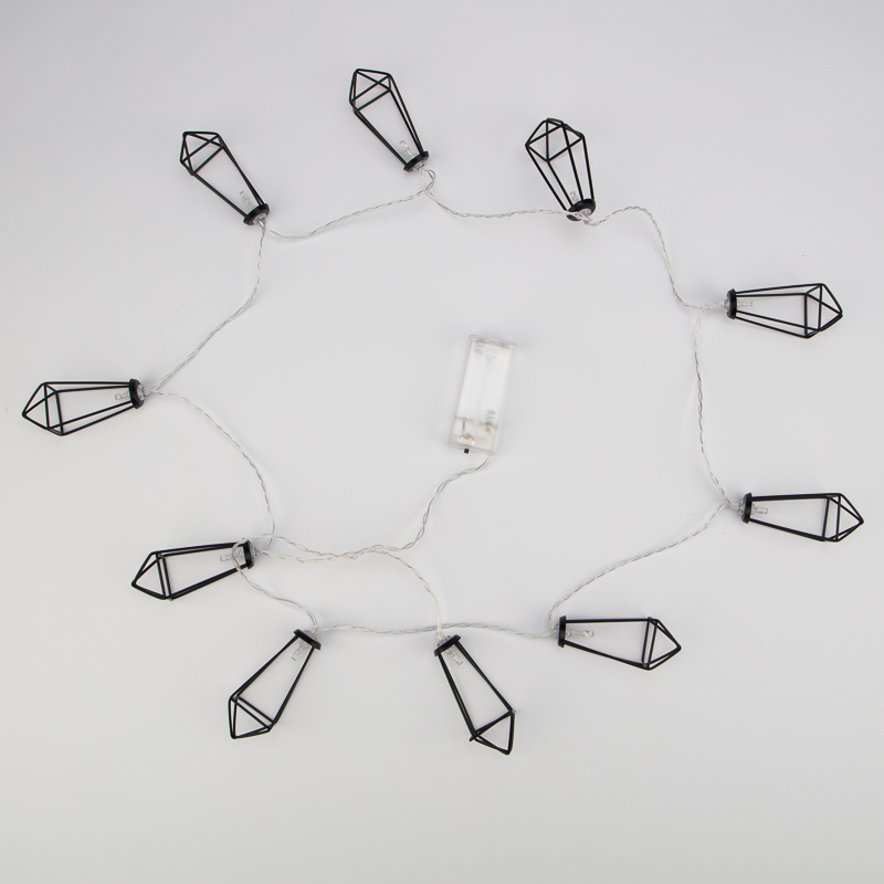 Гирлянда светодиодная Кристаллы черные 10 LED, 1,5 м, прозрачный ПВХ, теплый белый свет свечения, 2 х АА (батарейки не в комплекте) NEON-NIGHT — фото