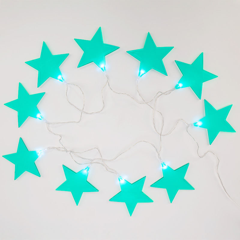 Гирлянда светодиодная Звездопад бирюзовая 10 LED, 2,25 м, прозрачный ПВХ, белый цвет свечения, 2 х АА (батарейки не в комплекте) NEON-NIGHT — фото