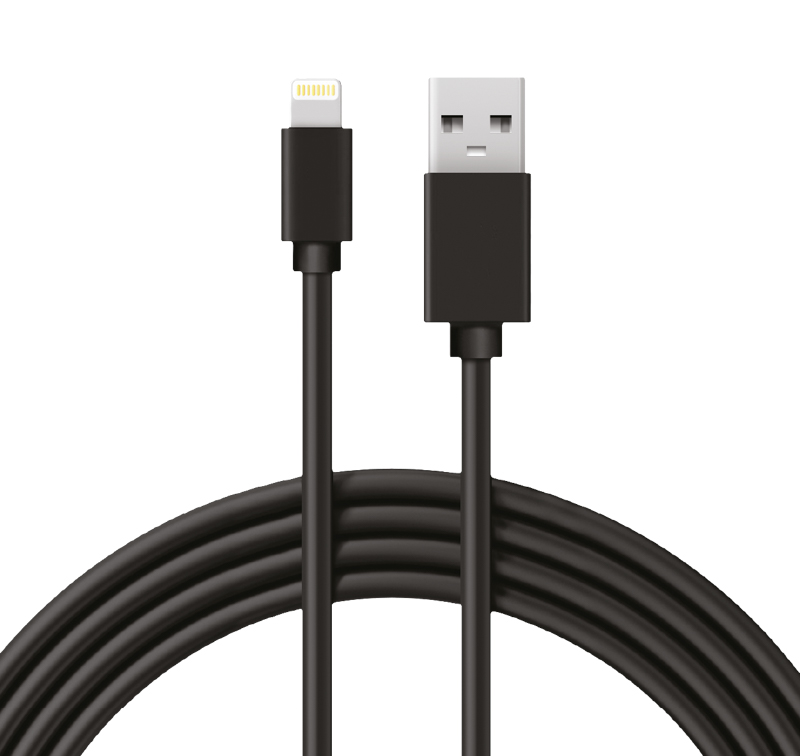 Кабель USB-A – Lightning, 2,4А, 1м, ПВХ, черный REXANT — фото