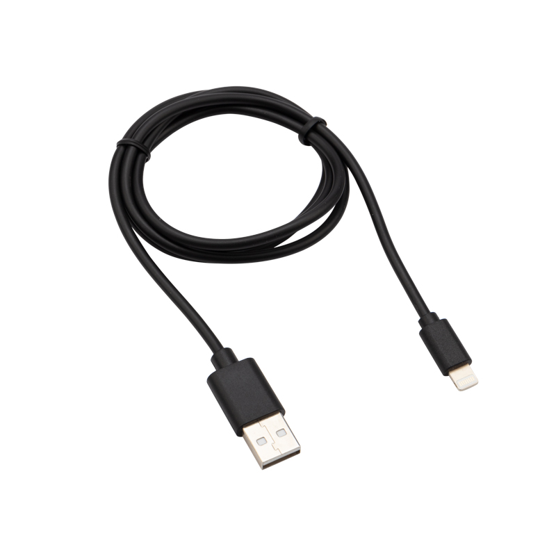 Кабель USB-A – Lightning, 2,4А, 1м, ПВХ, черный REXANT — фото