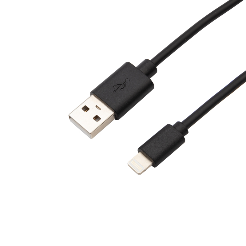Кабель USB-A – Lightning, 2,4А, 1м, ПВХ, черный REXANT — фото