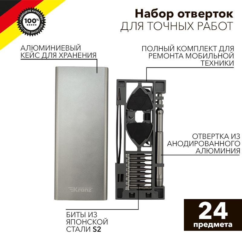 Набор отверток для точных работ RA-04, 24 предмета KRANZ — фото