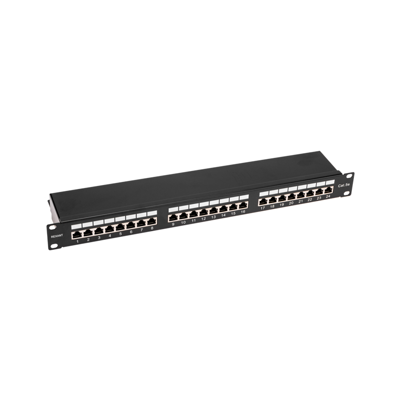 Патч-панель 19" 1U, CAT 5e, 24 порта RJ-45, экранированная, Dual IDC REXANT — фото