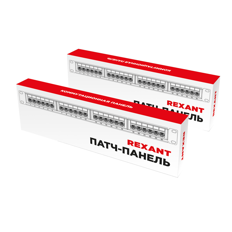 Патч-панель 19" 1U, CAT 5e, 24 порта RJ-45, экранированная, Dual IDC REXANT — фото