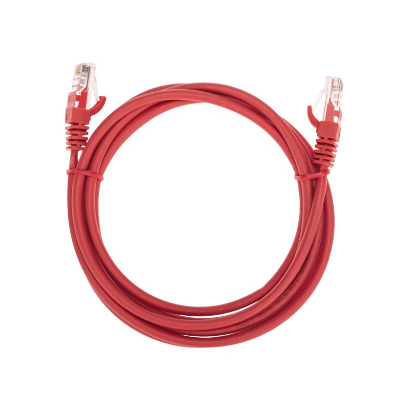 Шнур коммутационный патч-корд U/UTP, CAT 5e, RJ45-RJ45, 26AWG, LSZH, красный, 2м REXANT — фото