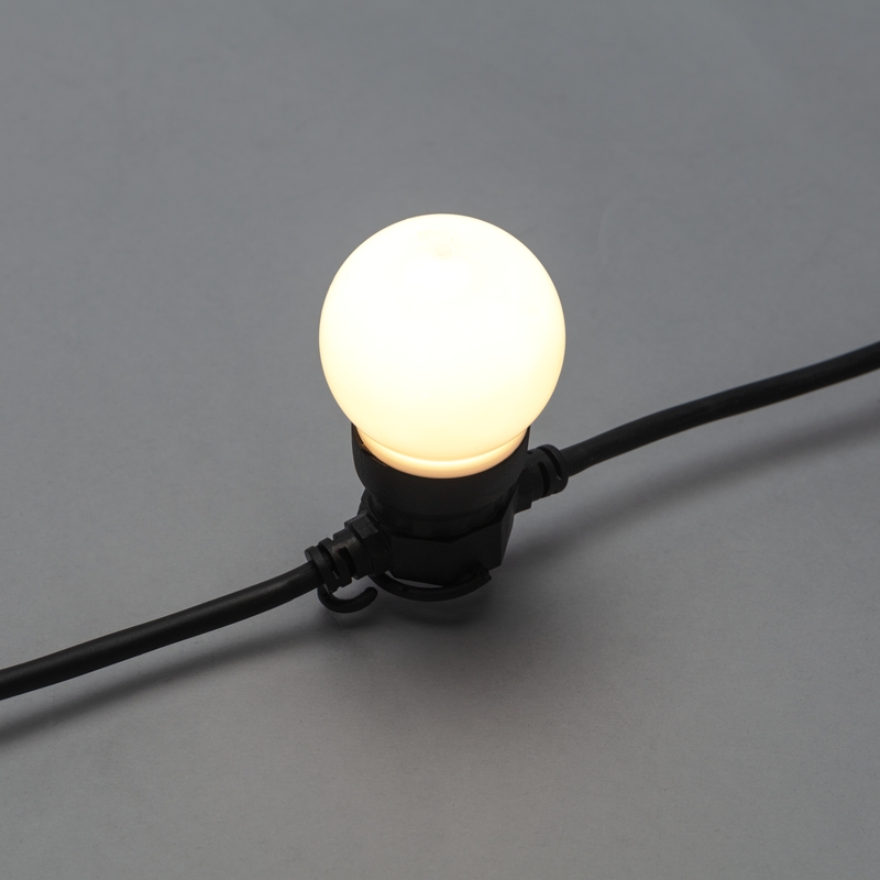 Уличная гирлянда Лофт 10м, черный каучук, 20 матовых ламп х 5 LED, теплый белый, влагостойкая IP44 — фото