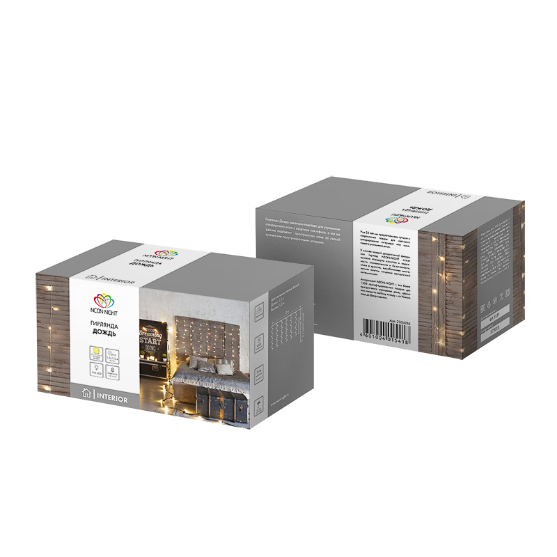 Гирлянда Светодиодный Дождь 1.5x1.5 м, прозрачный ПВХ, 144 LED с контроллером, теплое белое свечение NEON-NIGHT — фото