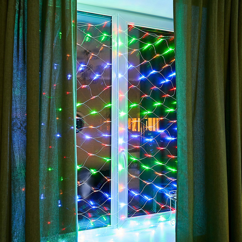 Гирлянда Сеть 1,8х1,5м, прозрачный ПВХ, 180 LED Мультиколор — фото