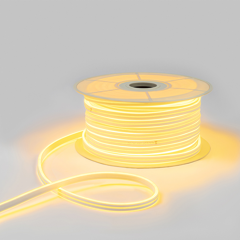 Гибкий неон 8х16мм двухсторонний 120 LED/м ЖЕЛТЫЙ 230В бухта 100м (с комплектом подключения) NEON-NIGHT — фото