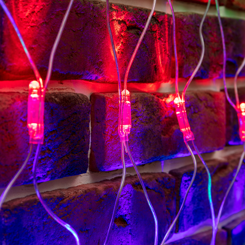 Гирлянда светодиодная Сеть треугольная 1,5х2х2м 136 LED МУЛЬТИ прозрачный ПВХ IP65 свечение с динамикой 230В контроллер в комплекте NEON-NIGHT — фото