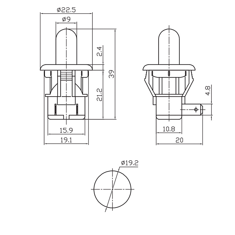 Выключатель-кнопка 250В 2.5А (2с) вкл-(выкл) без фиксации белый (PBS-19С) (мебельная) REXANT — фото