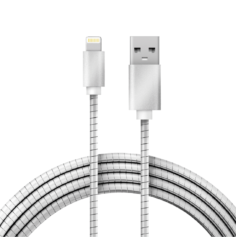 Кабель USB-A – Lightning, 2,4А, 1м, в металлической оплетке REXANT — фото
