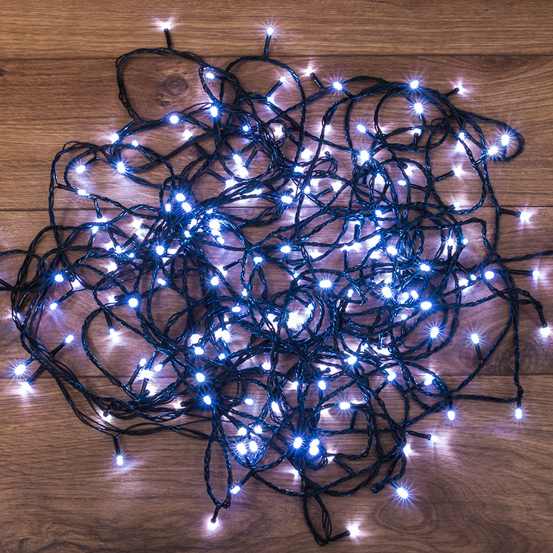 Гирлянда светодиодная универсальная 200 LED БЕЛЫЕ 20 метров, с контроллером — фото
