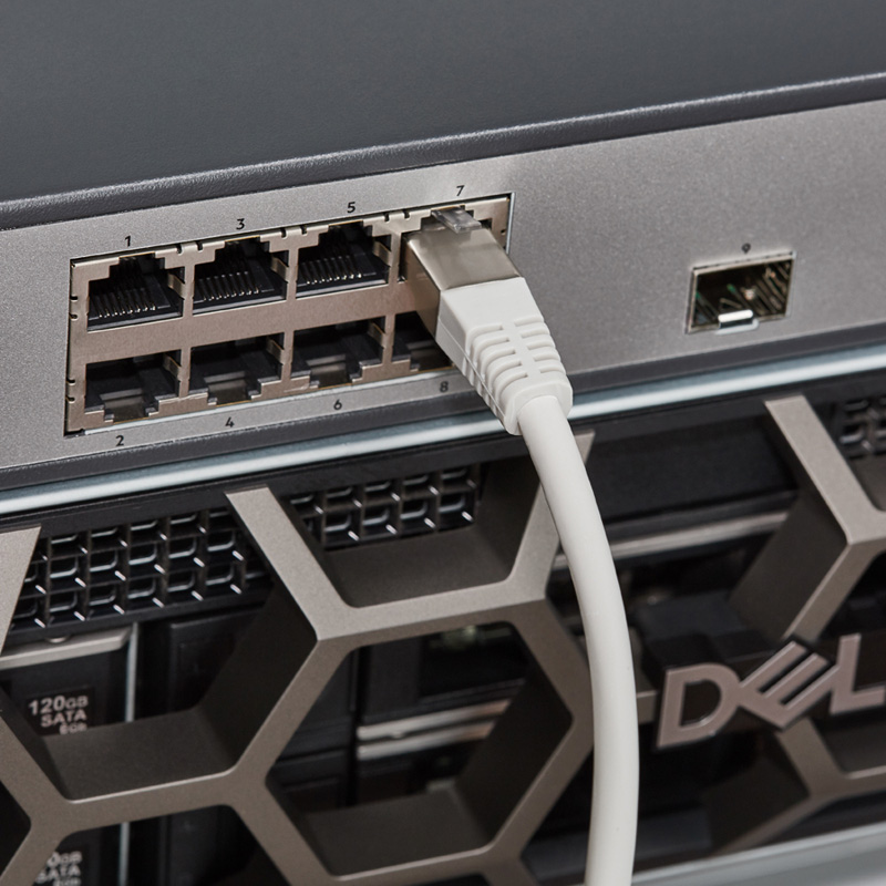 Шнур коммутационный патч-корд F/UTP RJ45-RJ45, CAT 5e, LSZH серый, 2м REXANT — фото