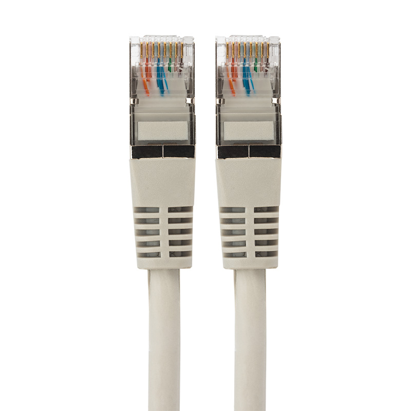 Шнур коммутационный патч-корд F/UTP RJ45-RJ45, CAT 5e, LSZH серый, 3м REXANT — фото