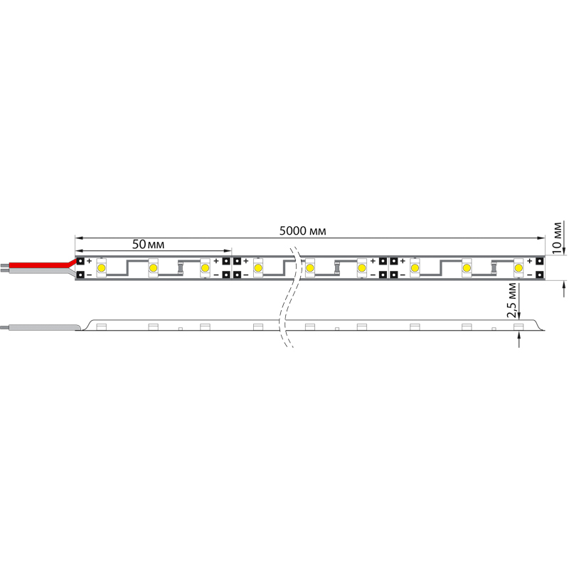 Лента светодиодная 12В, SMD2835, 4,8Вт/м, 60 LED/м, синий, 8мм, 5м, IP20 LAMPER — фото
