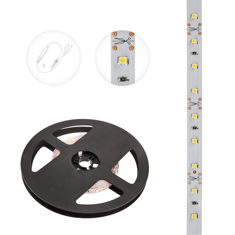 Лента светодиодная 12В, SMD2835, 4,8Вт/м, 60 LED/м, 3000К, 8мм, 5м, IP20 LAMPER — фото